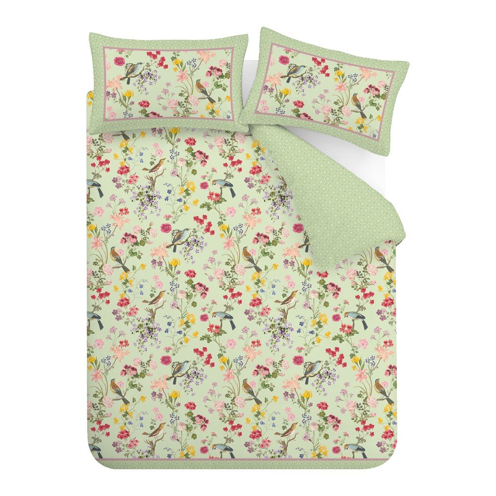 Zöld egyszemélyes ágyneműhuzat 135x200 cm Birds In Bloom – RHS
