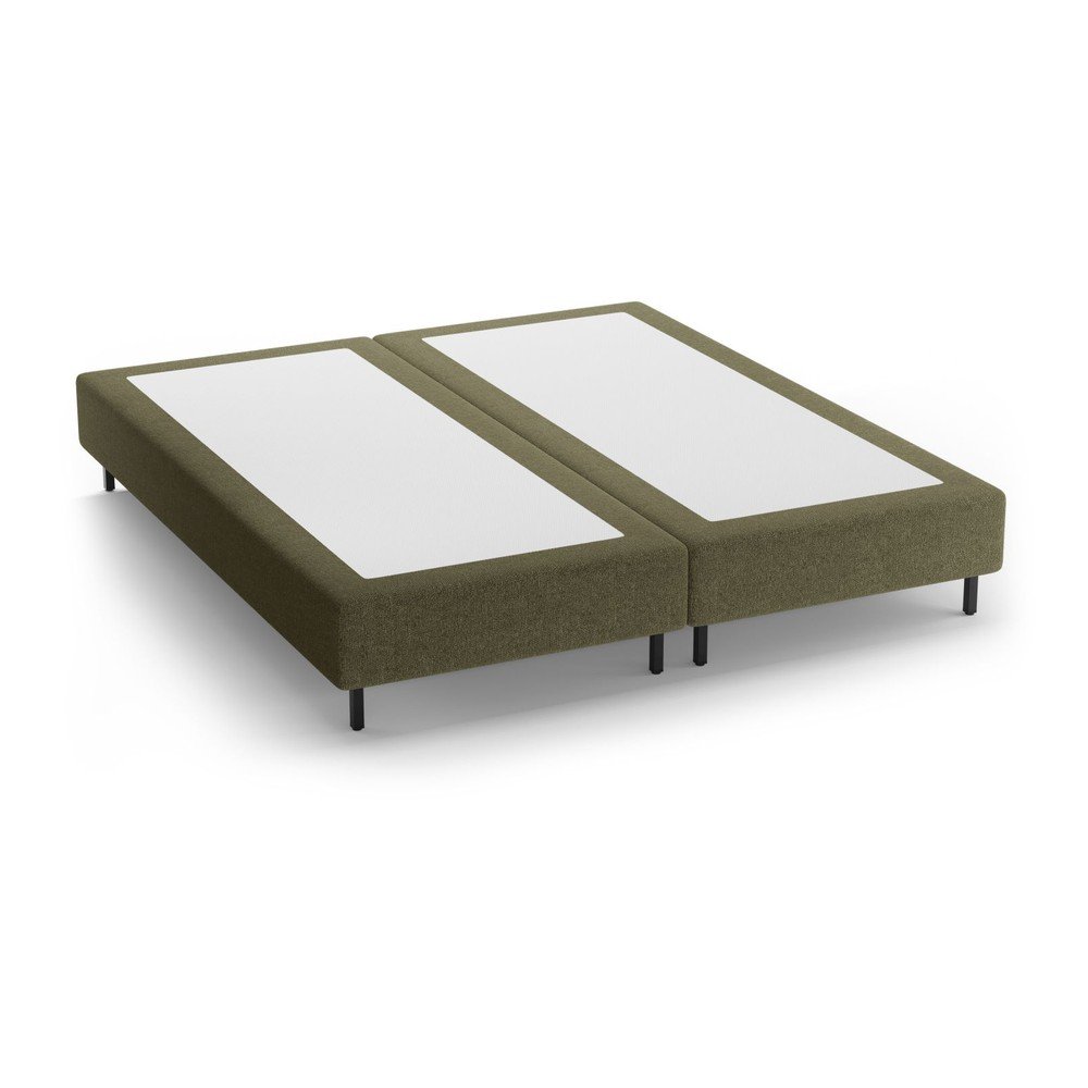 Zöld kárpitozott franciaágy ágytámla nélkül 200x200 cm Whale – Micadoni