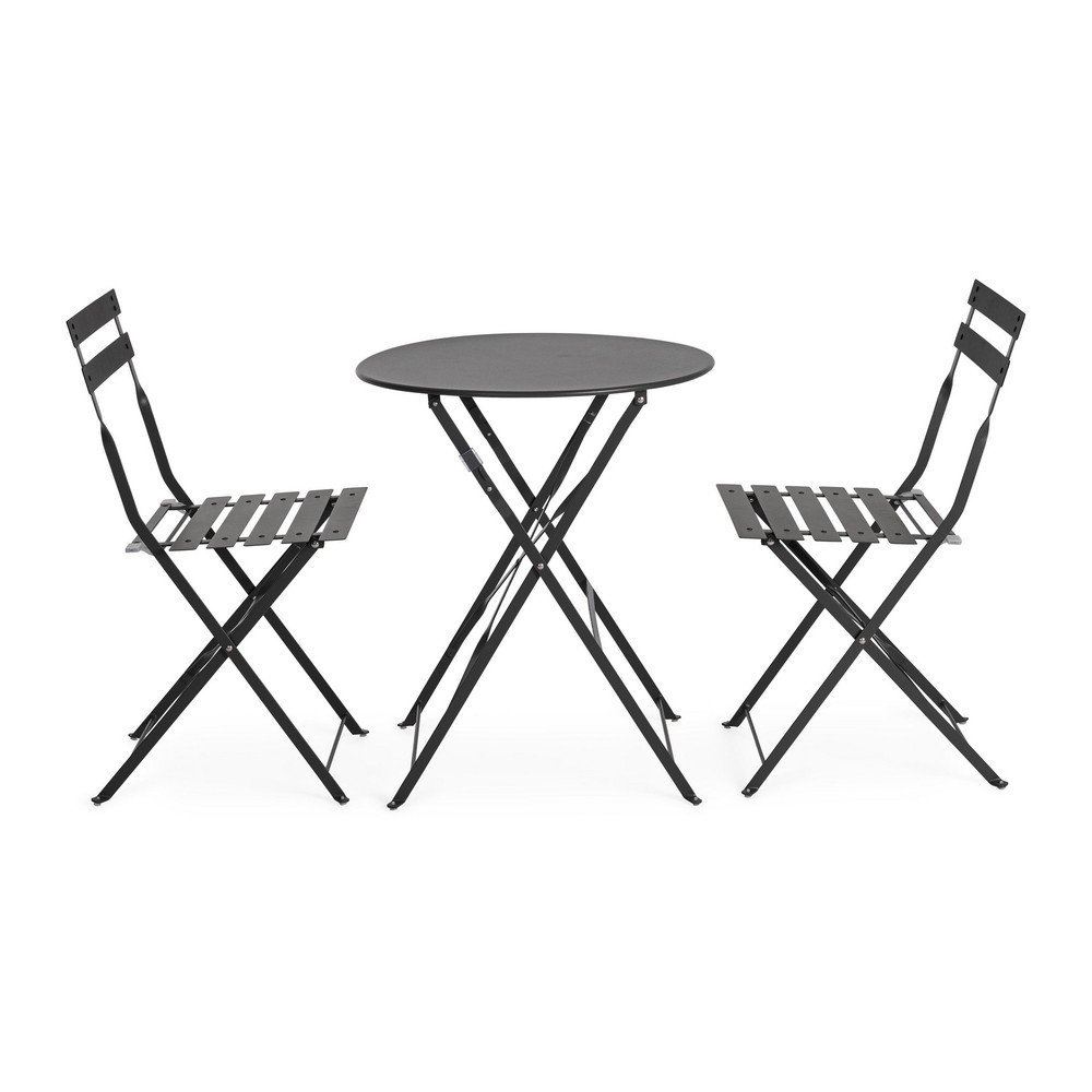 Antracitszürke acél kétszemélyes kerti étkezőgarnitúra Austin – Bizzotto