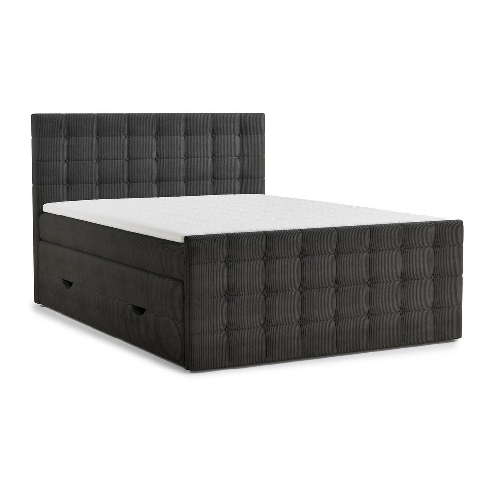 Antracitszürke ágyneműtartós boxspring ágy 160x200 cm Tasca – Maison de Rêve