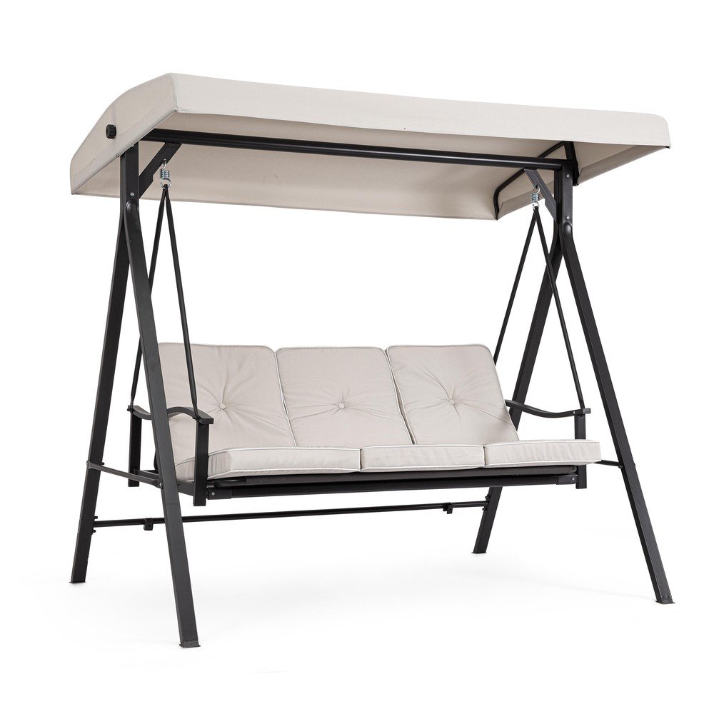 Antracitszürke-bézs fém kerti hintaágy Taurus – Bizzotto