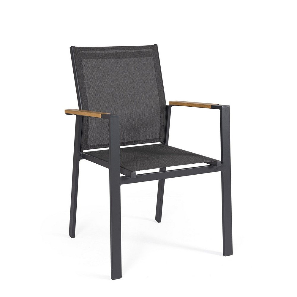 Antracitszürke fém kerti szék Heta   – Bizzotto