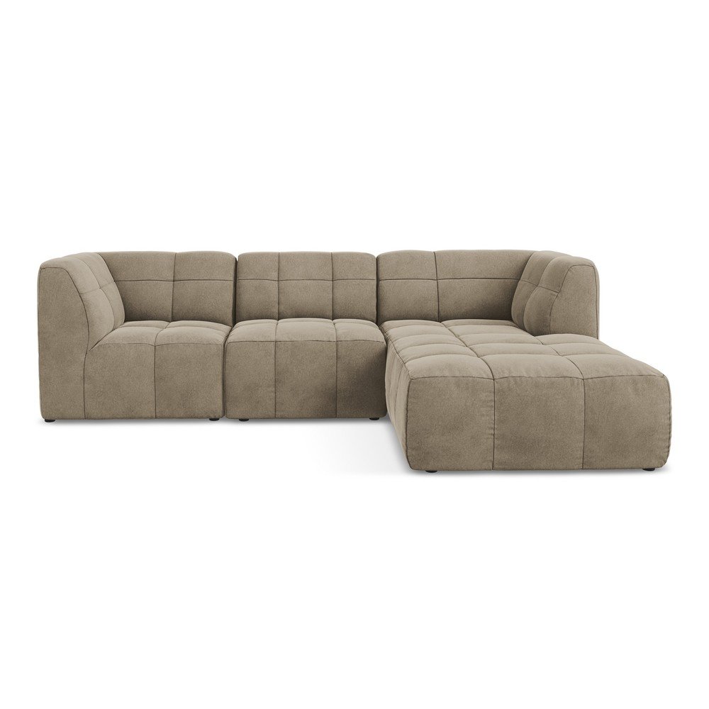 Barna bársony sarokkanapé (jobb oldali-heverő résszel) Aloha – Makamii