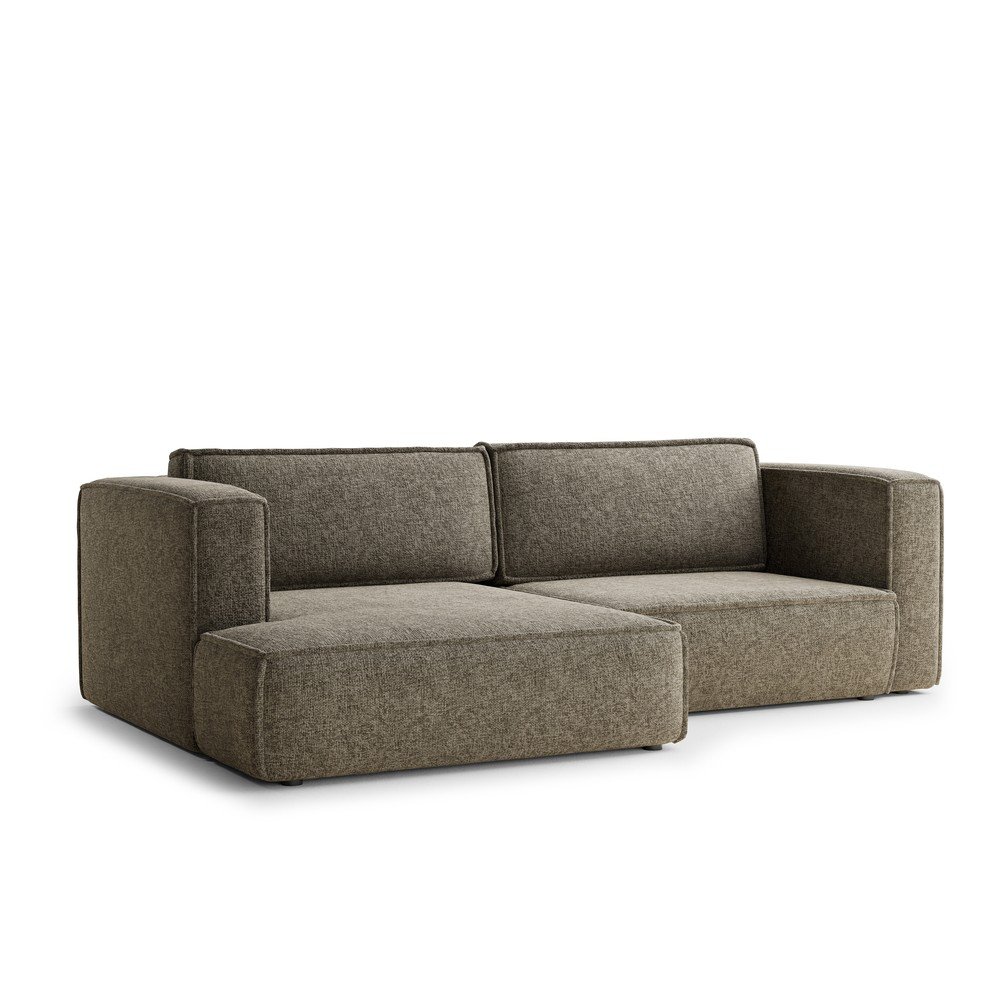 Barna zsenília kinyitható-tárolóhelyes sarokkanapé (bal oldali-heverő résszel) Velto – Maison de Rêve