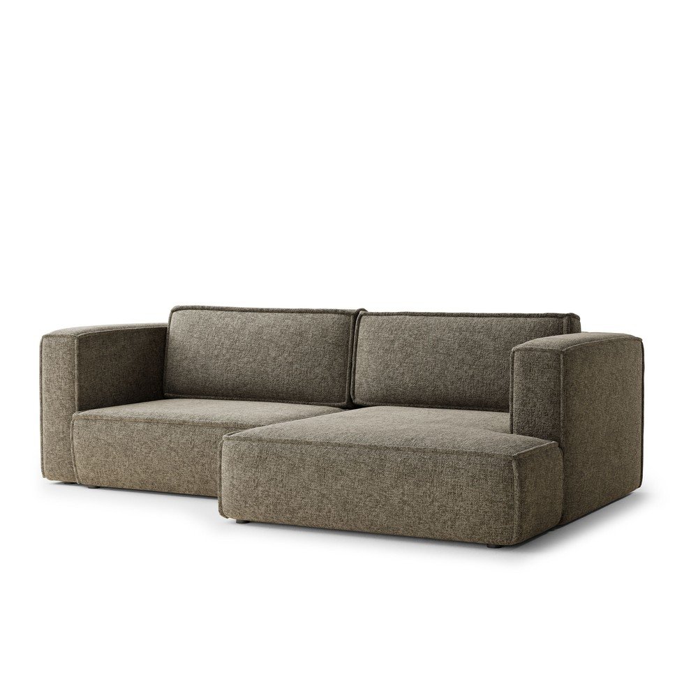 Barna zsenília kinyitható-tárolóhelyes sarokkanapé (jobb oldali-heverő résszel) Velto – Maison de Rêve