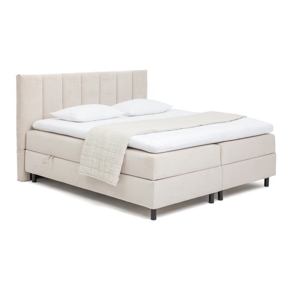 Bézs ágyneműtartós boxspring ágy 180x200 cm Elva Bold Line – Bonami Selection