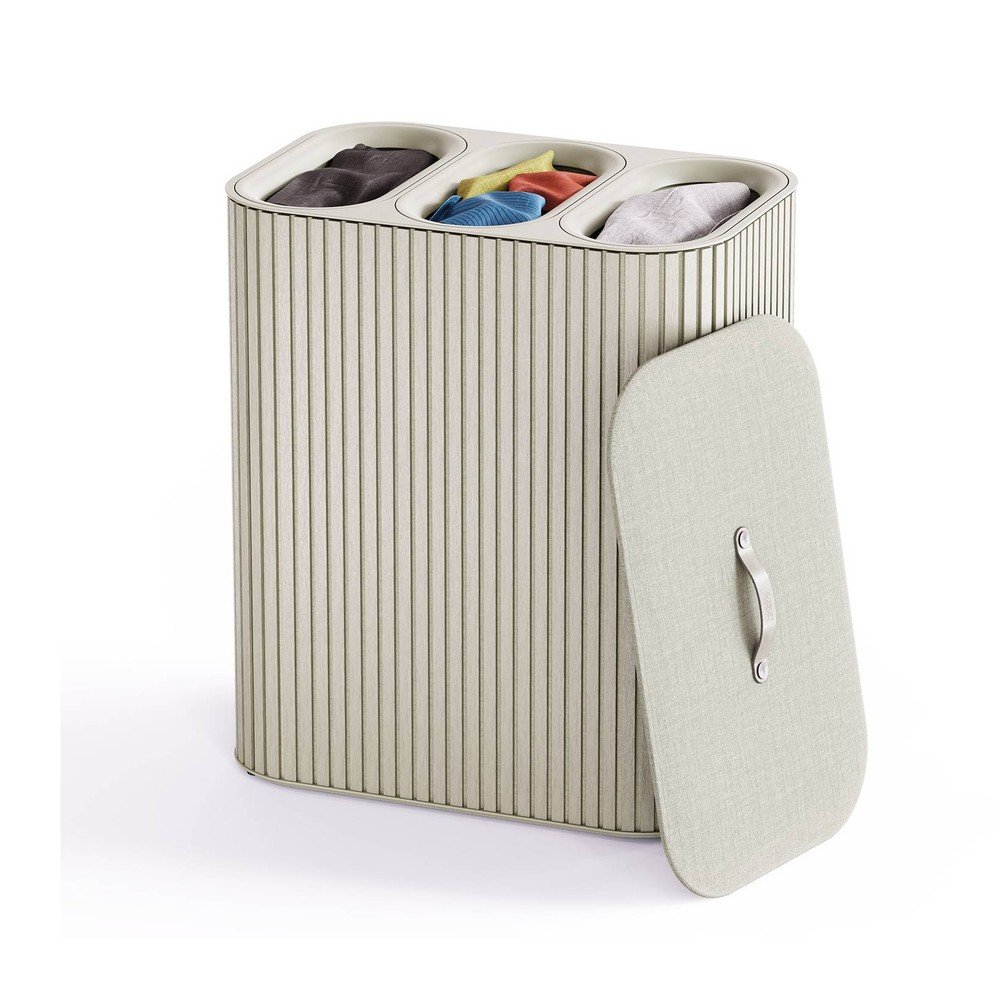 Bézs bambusz szennyeskosár 3x30 l Tota Trio Luxe – Joseph Joseph