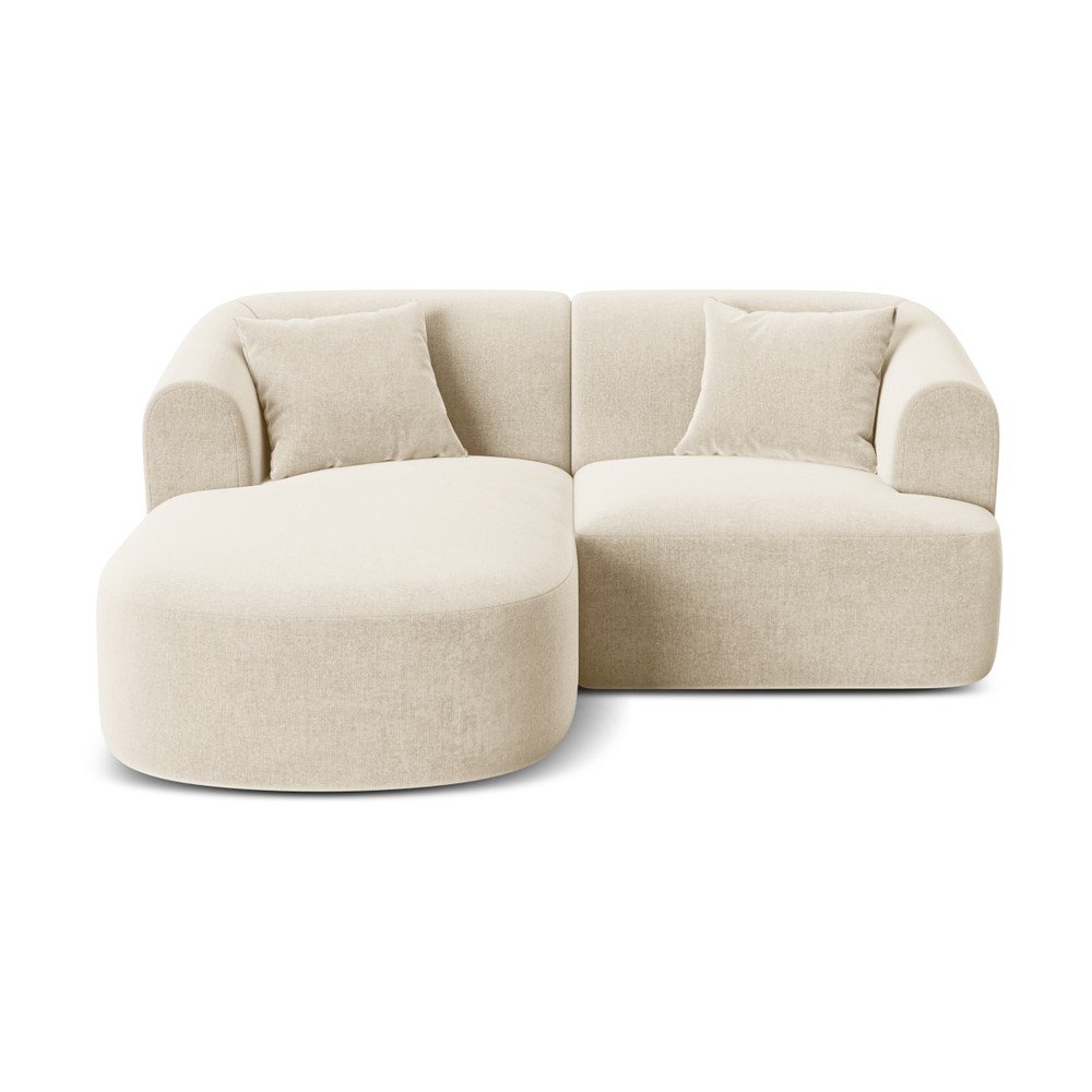 Bézs bársony sarokkanapé (bal oldali-heverő résszel) Campi – Cosmopolitan Design