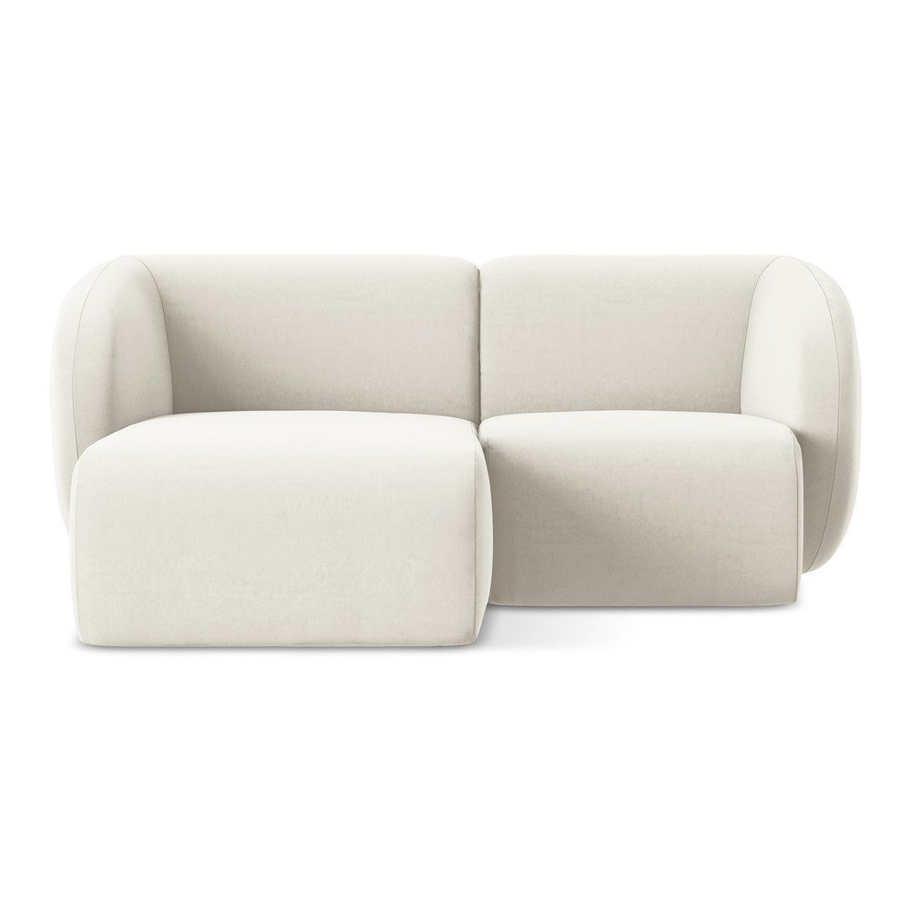 Bézs bársony sarokkanapé (bal oldali-heverő résszel) Lani – Makamii