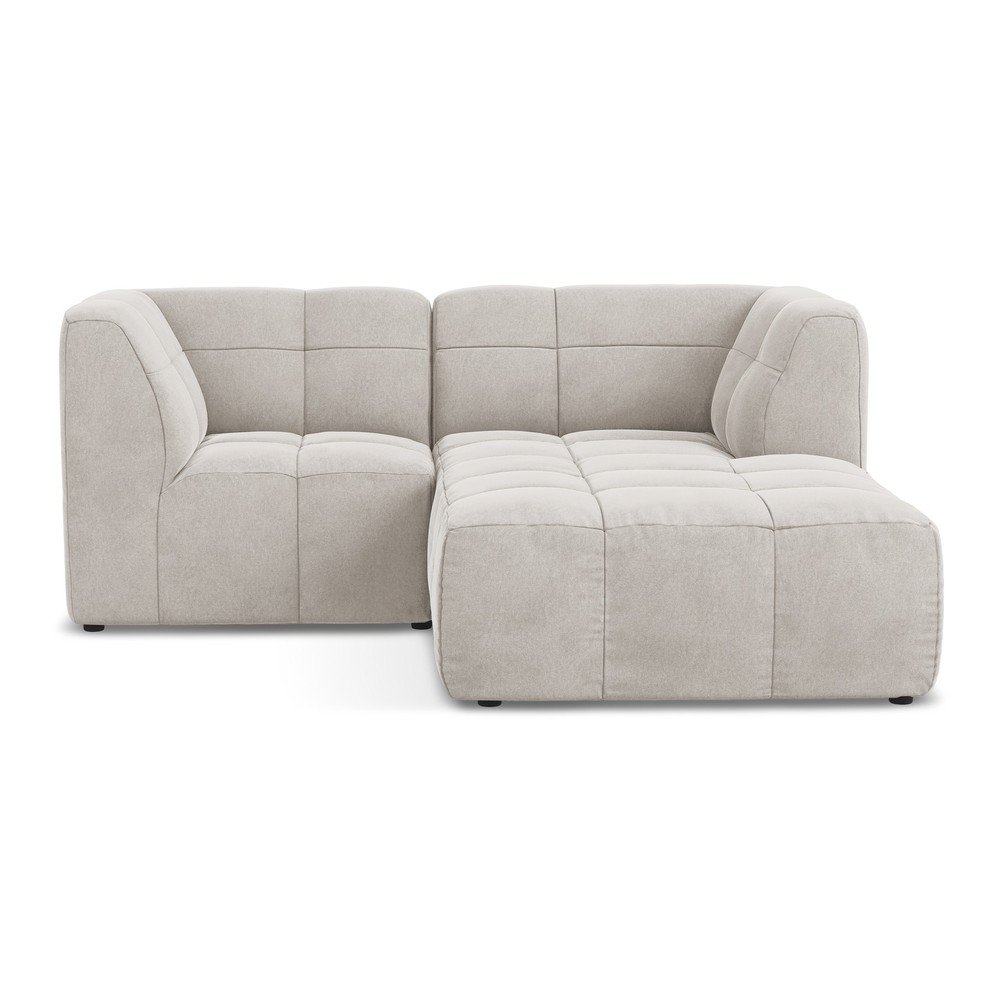 Bézs bársony sarokkanapé (jobb oldali-heverő résszel) Aloha – Makamii