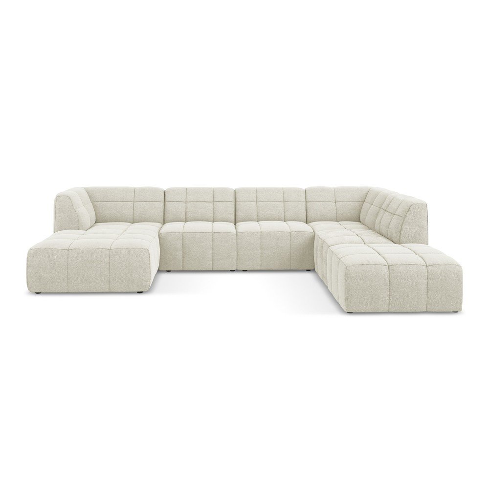 Bézs buklé (U alakú) sarokkanapé Aloha – Makamii