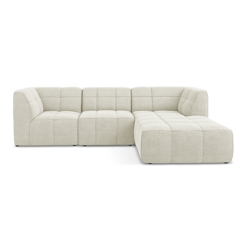 Bézs buklé sarokkanapé (jobb oldali-heverő résszel) Aloha – Makamii