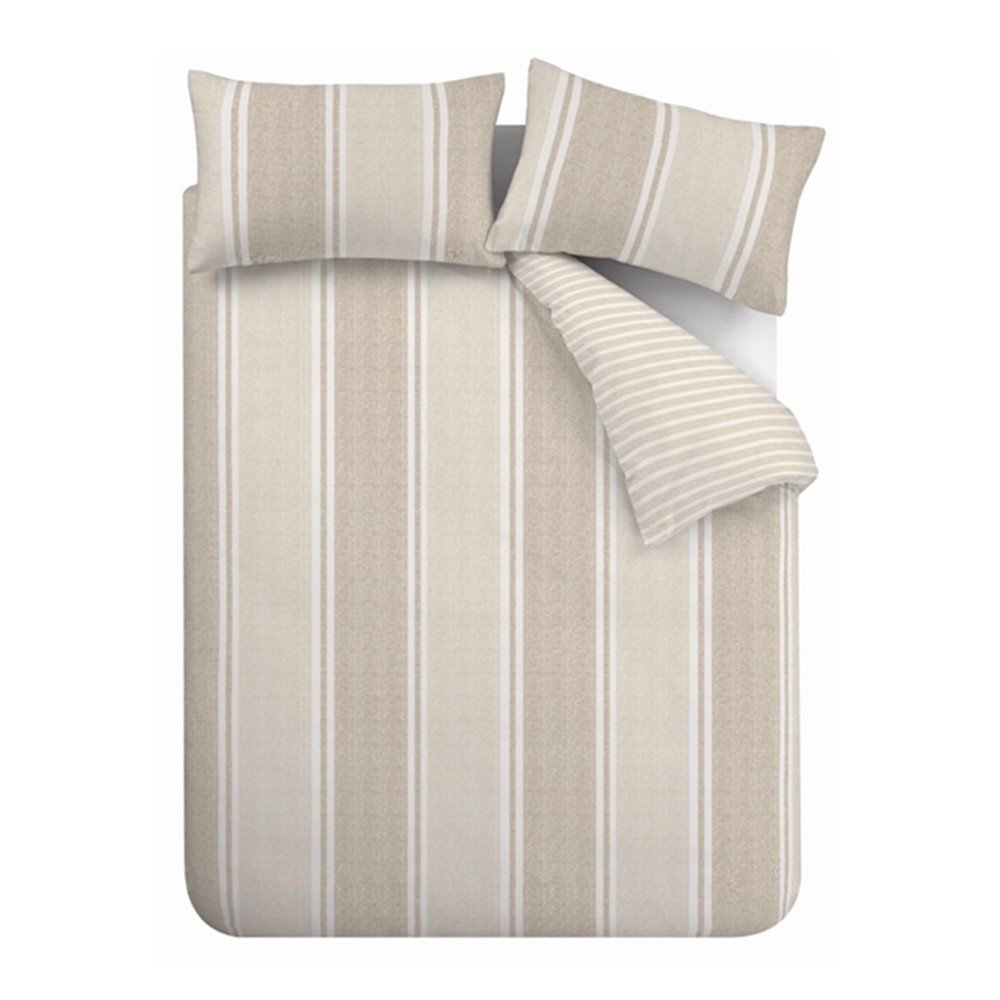 Bézs egyszemélyes ágyneműhuzat 135x200 cm Banded Stripe – Catherine Lansfield