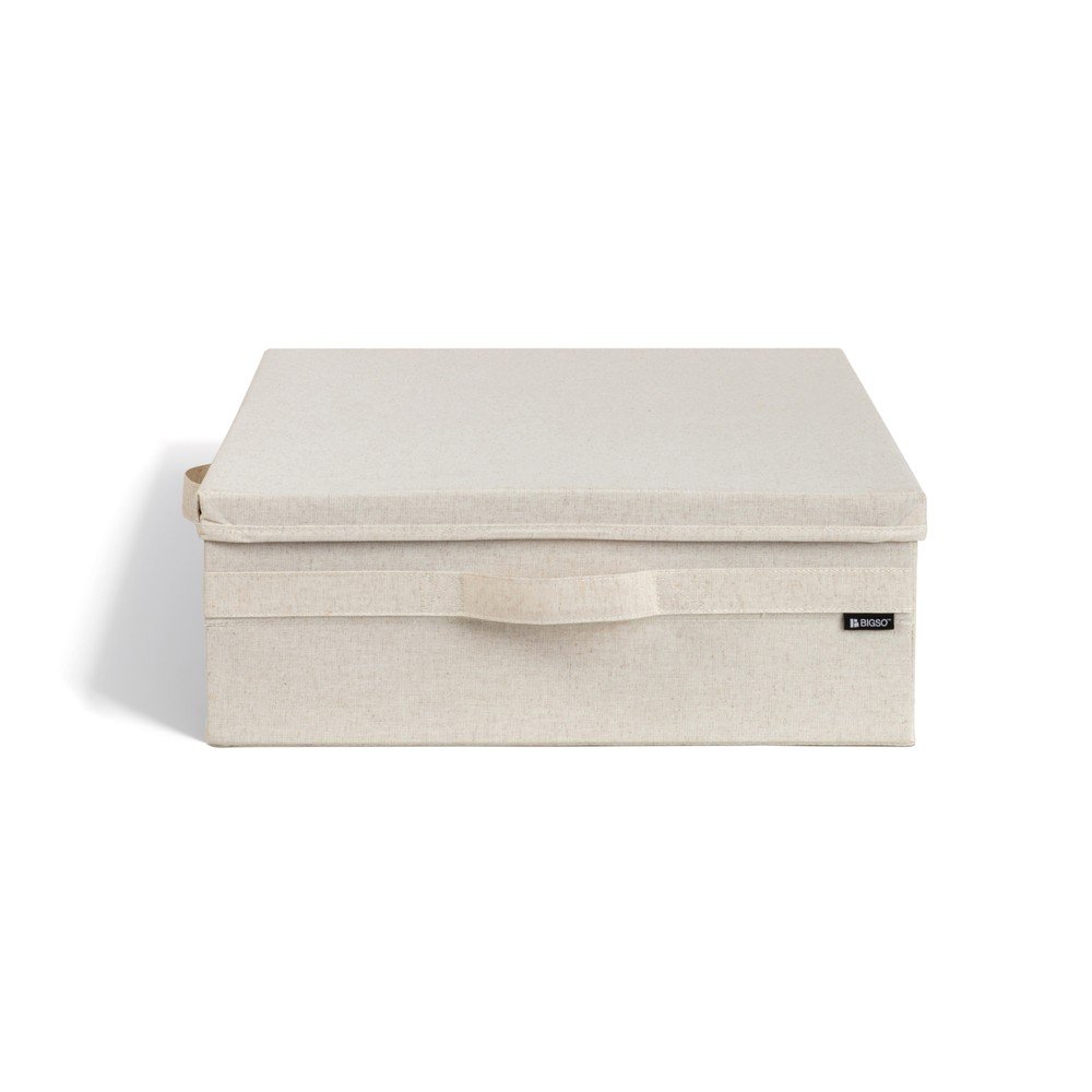 Bézs fedeles textil tárolódoboz 46x56x16 cm Soft Storage Low – Bigso
