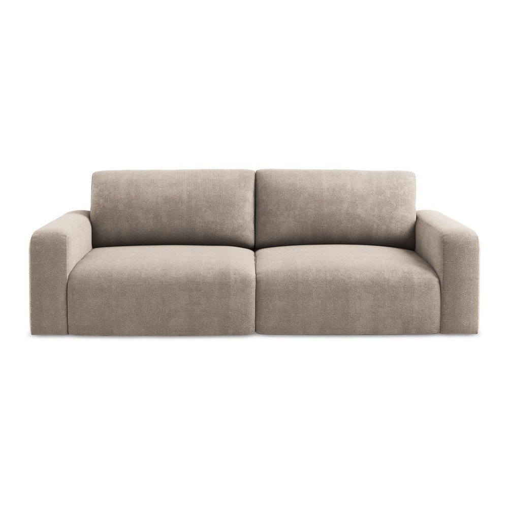 Bézs zsenília kinyitható-tárolóhelyes kanapé 252 cm Kona – Makamii