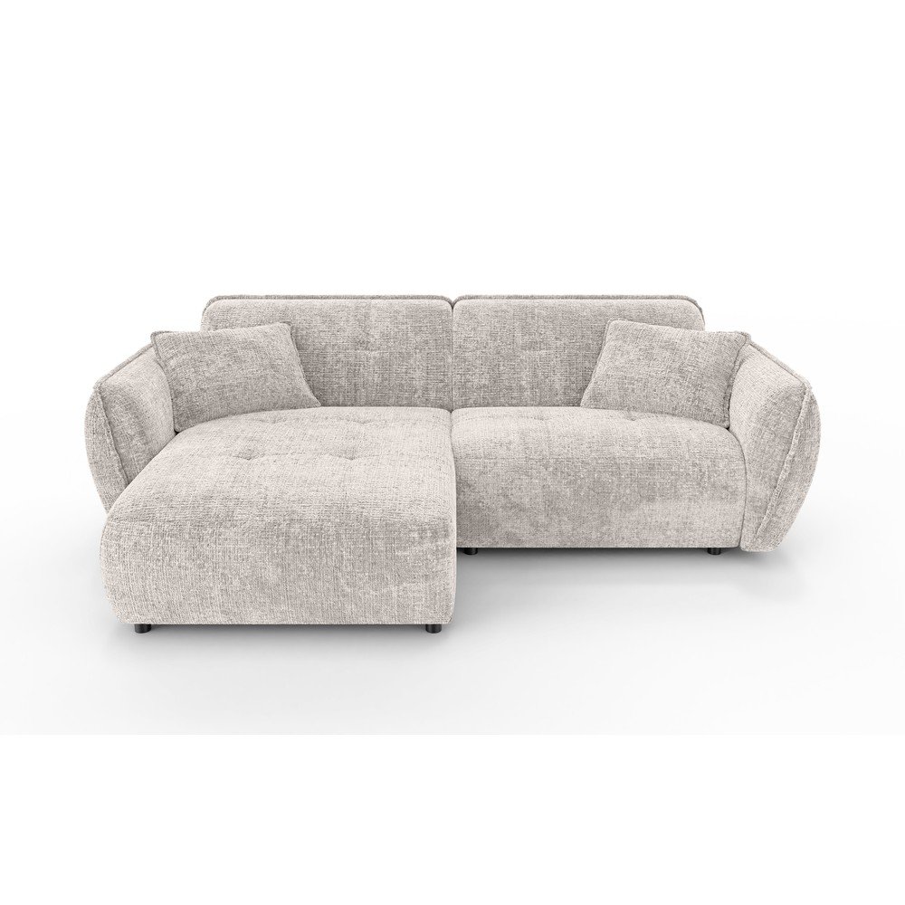 Bézs zsenília sarokkanapé (bal oldali-heverő résszel) Nelia – Ropez