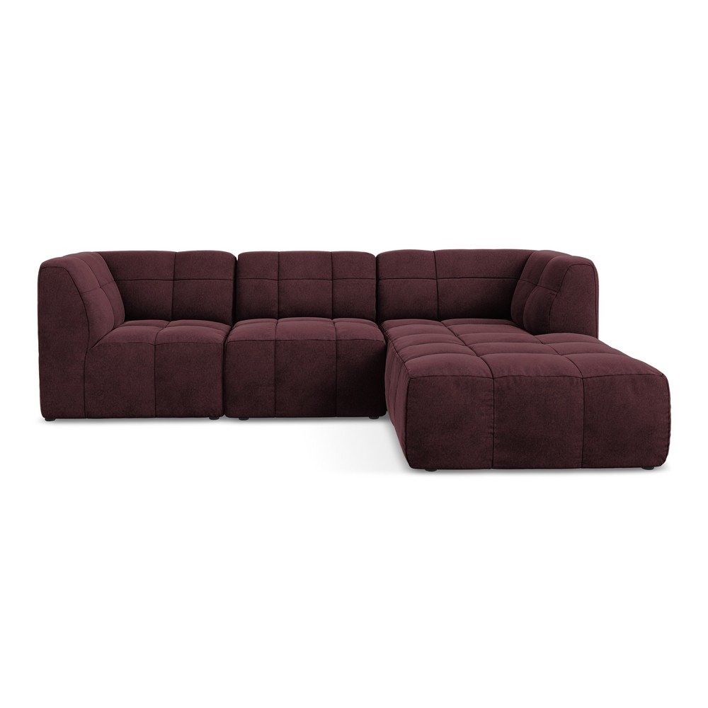 Borvörös bársony sarokkanapé (jobb oldali-heverő résszel) Aloha – Makamii
