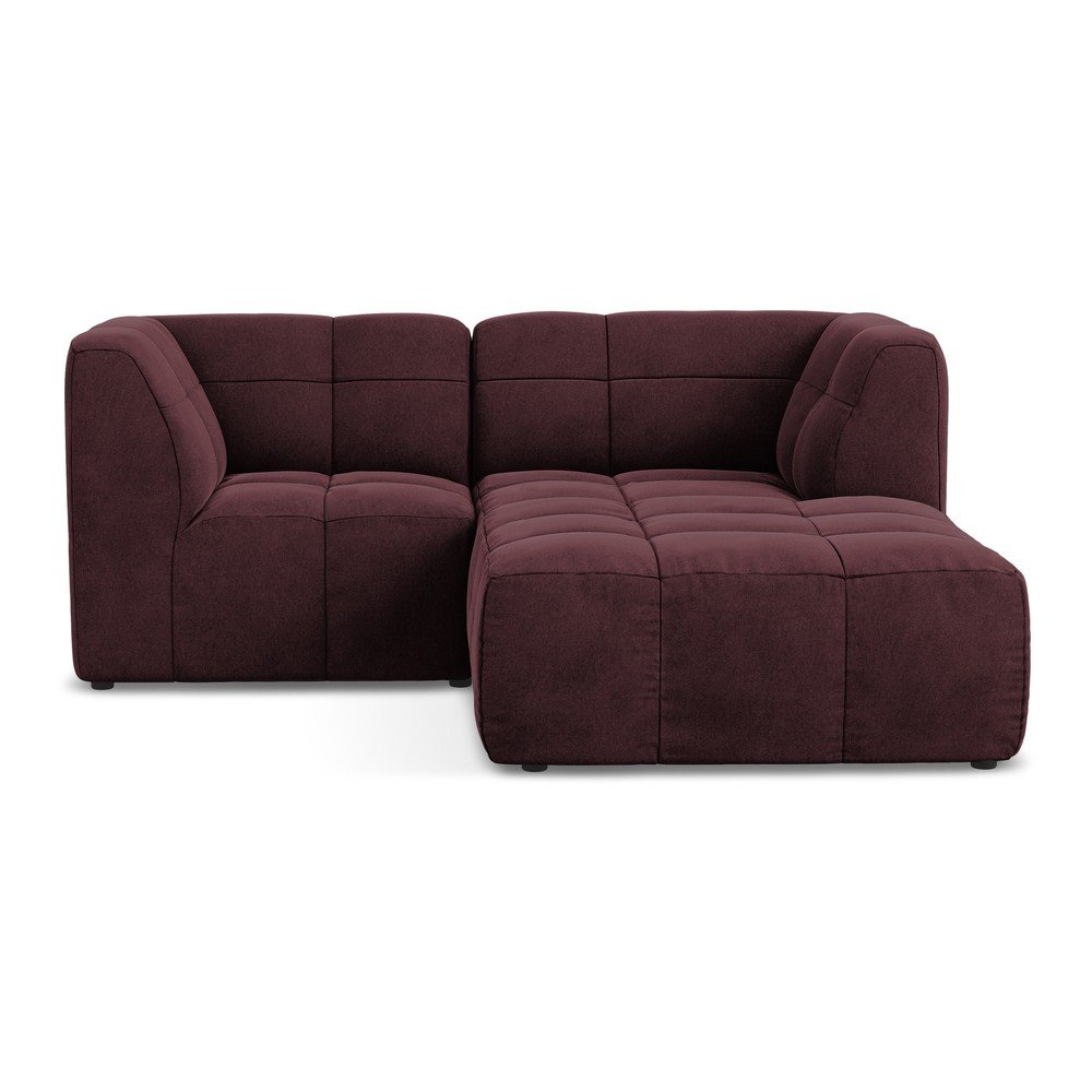 Borvörös bársony sarokkanapé (jobb oldali-heverő résszel) Aloha – Makamii