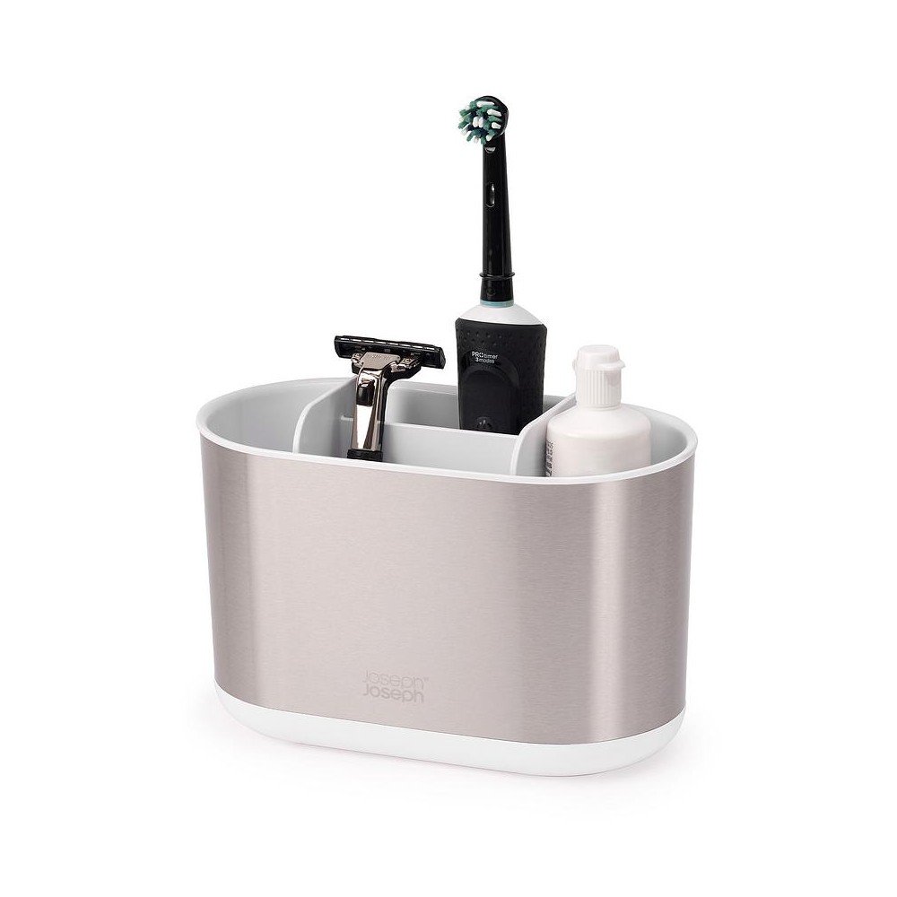 Ezüstszínű rozsdamentes acél fogkefetartó állvány Duo Steel – Joseph Joseph