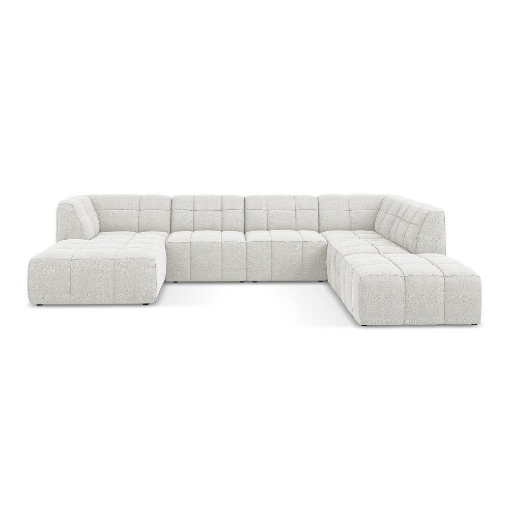 Fehér buklé (U alakú) sarokkanapé Aloha – Makamii