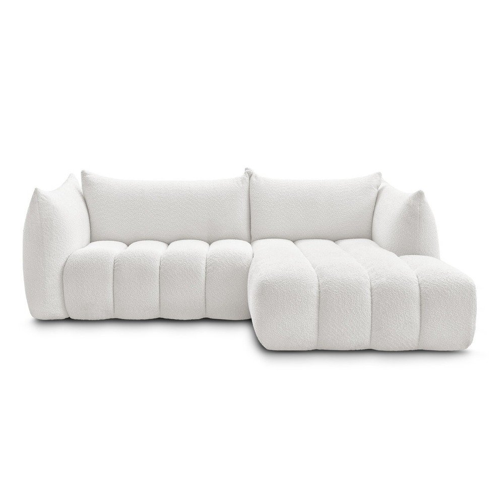 Fehér buklé sarokkanapé (jobb oldali-heverő résszel) Azra – Bobochic Paris