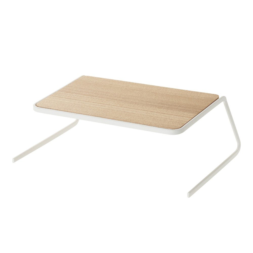 Fehér-natúr színű fa kiegészítő polc 19