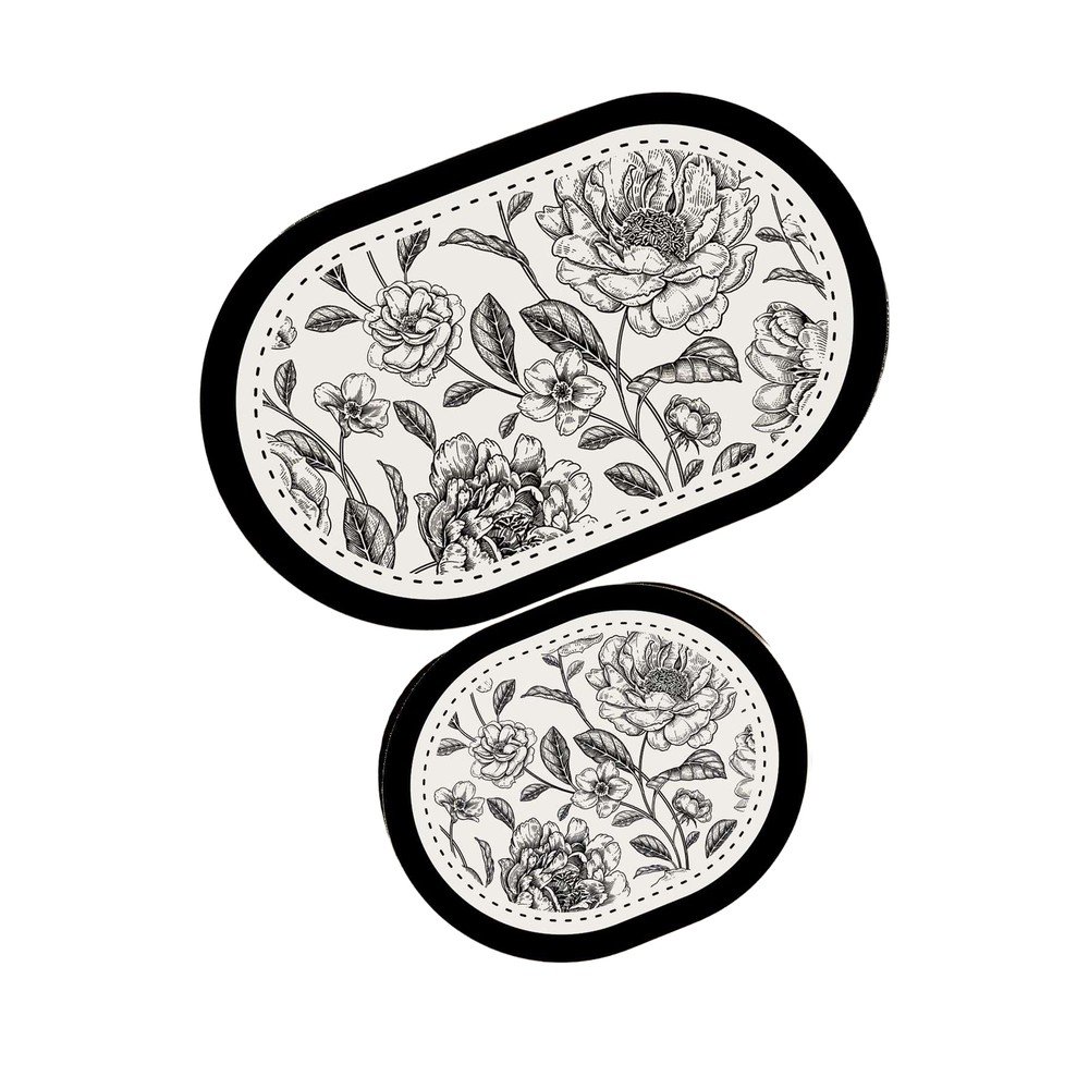 Fekete-fehér fürdőszobai kilépő szett 2 db-os 60x100 cm Rasse – Foutastic