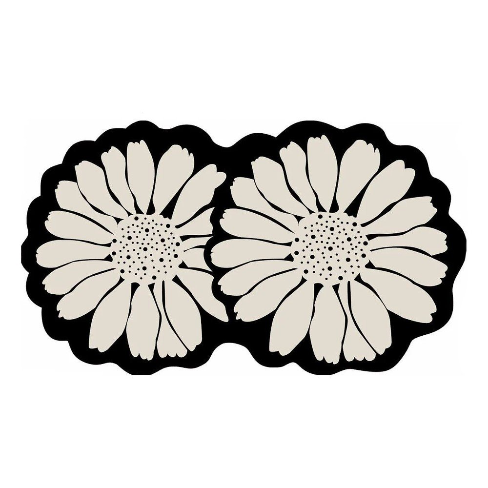 Fekete-krémszínű fürdőszobai kilépő 70x120 cm Flor Extrana – Foutastic