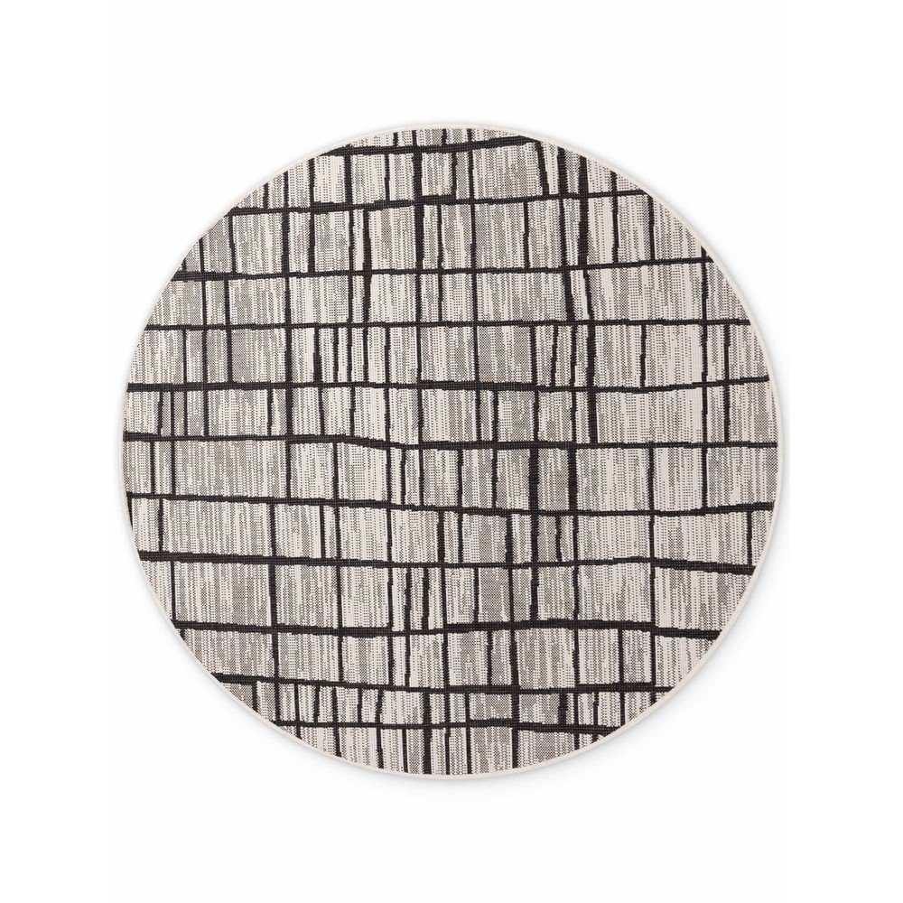 Fekete-krémszínű kerek kültéri-beltéri szőnyeg ø 200 cm Haringey Crouch – Ted Baker