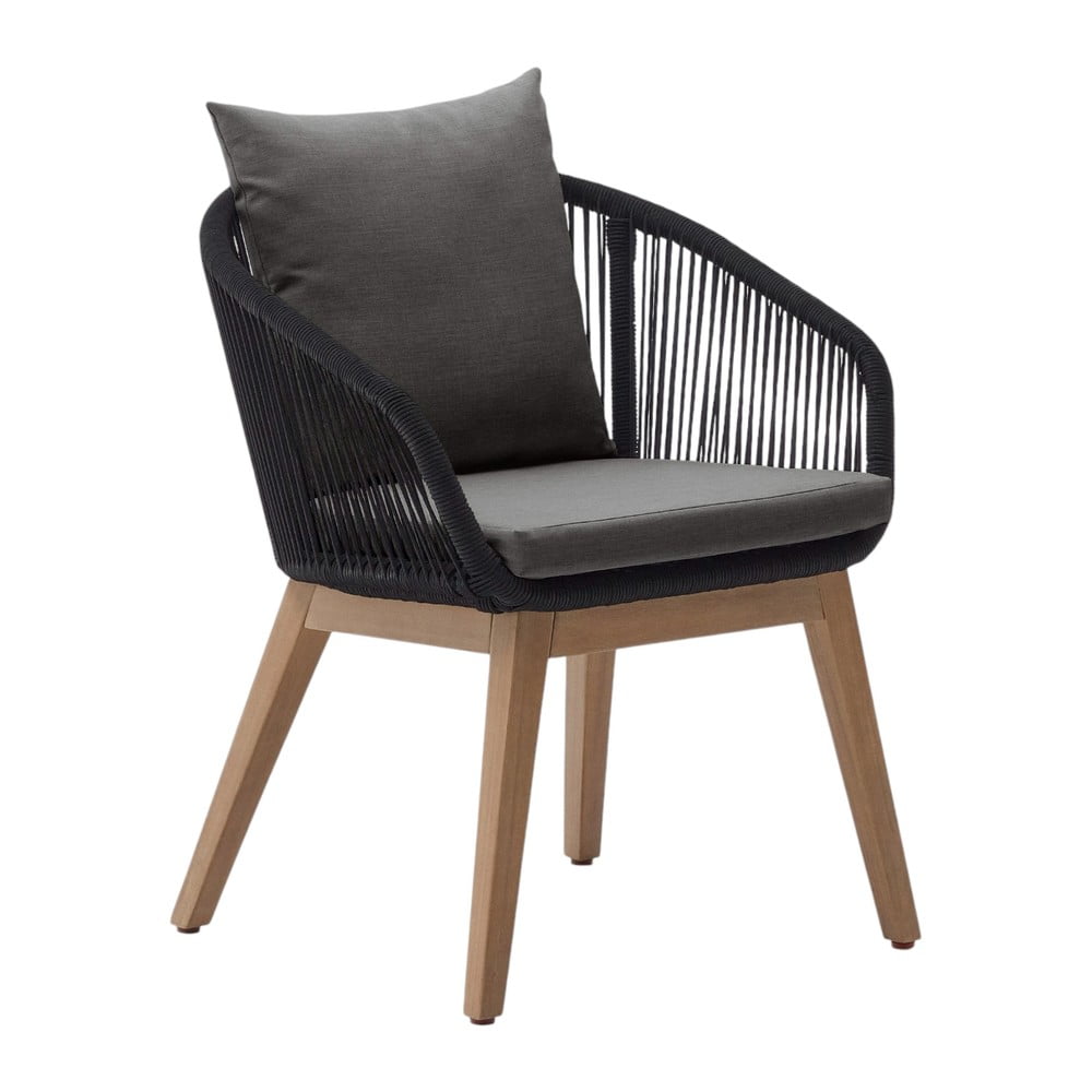 Fekete tömörfa kerti fotel Portalo – Kave Home