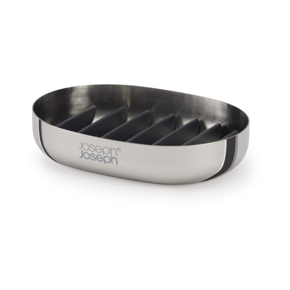 Fényes ezüstszínű rozsdamentes acél szappantartó EasyStore Luxe – Joseph Joseph