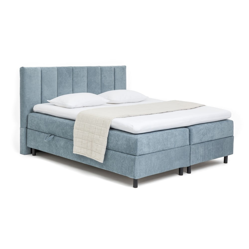Kék ágyneműtartós boxspring ágy 160x200 cm Elva Bold Line – Bonami Selection
