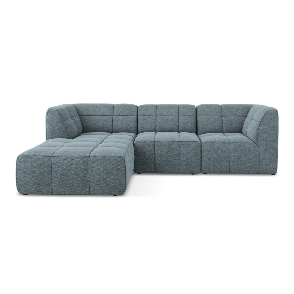 Kék buklé sarokkanapé (bal oldali-heverő résszel) Aloha – Makamii