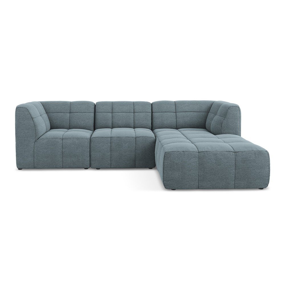 Kék buklé sarokkanapé (jobb oldali-heverő résszel) Aloha – Makamii