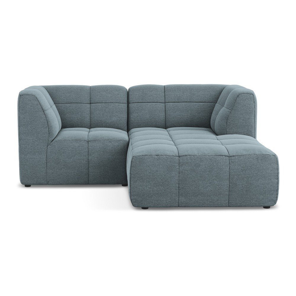 Kék buklé sarokkanapé (jobb oldali-heverő résszel) Aloha – Makamii