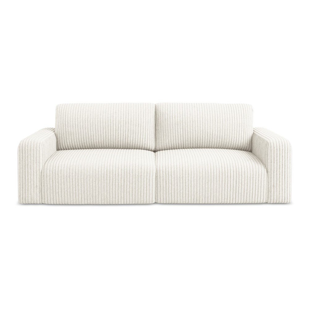 Krémszínű kordbársony kinyitható-tárolóhelyes kanapé 252 cm Kona – Makamii