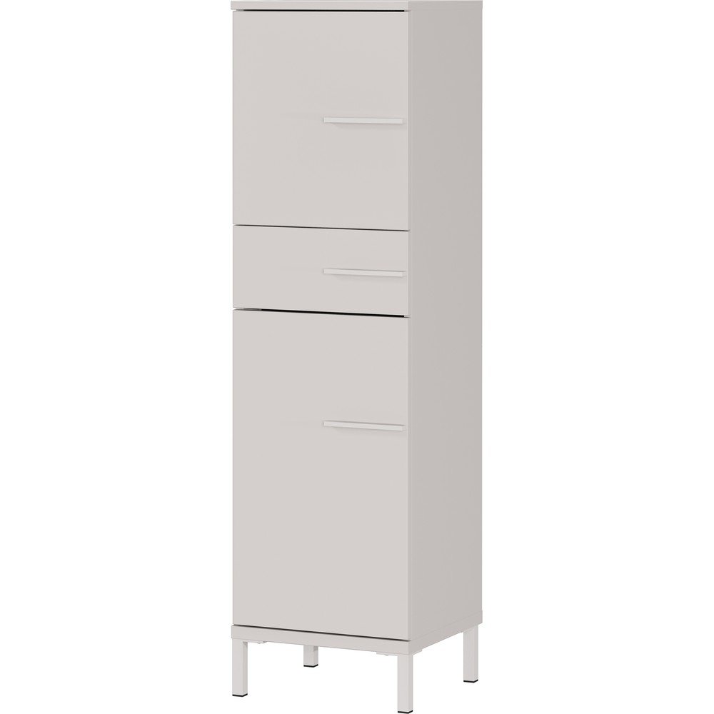 Krémszínű matt magas-keskeny fürdőszoba szekrény 34x123 cm Laurino – Germania