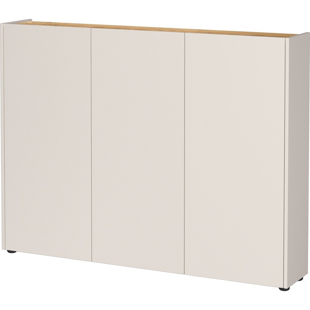 Krémszínű szekrény tölgyfa dekorral 138x105x25 cm Libbiano – Germania