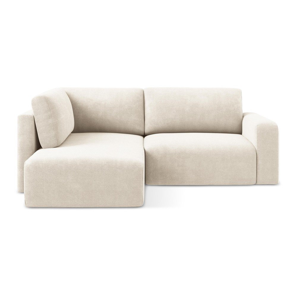 Krémszínű zsenília kinyitható-tárolóhelyes sarokkanapé (bal oldali-L alakú) Kona – Makamii