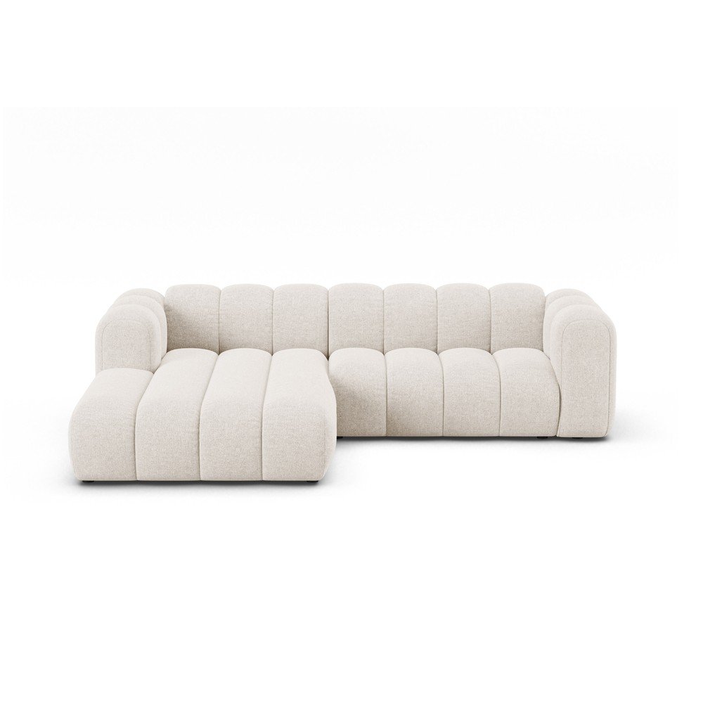 Krémszínű zsenília sarokkanapé (bal oldali-heverő résszel) Lupine – Micadoni