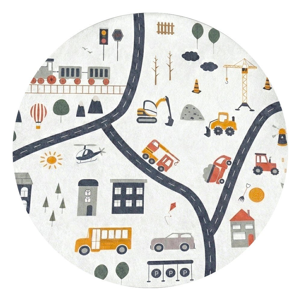 Mosható gyerek játszószőnyeg ø120 cm World Around Me – Mila Home