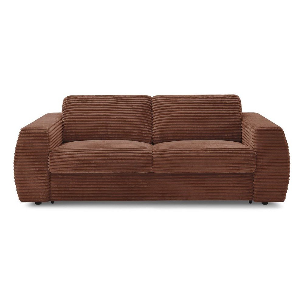 Narancssárga kordbársony kanapé mindennapos alvásra-kinyitható 220 cm Hugo – Bobochic Paris