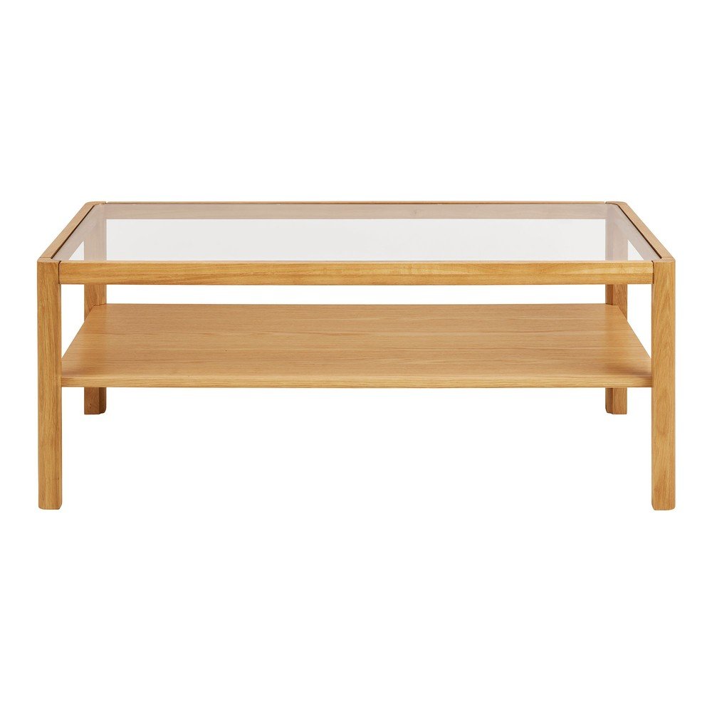 Natúr színű dohányzóasztal üveg asztallappal 60x110 cm Lourmarin – House Nordic