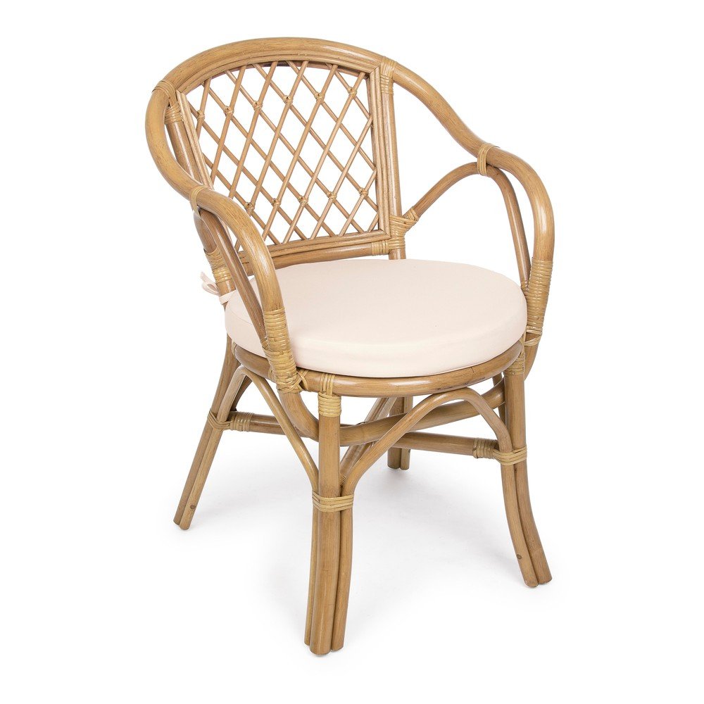 Natúr színű tömörfa-rattan kerti szék Athina – Bizzotto