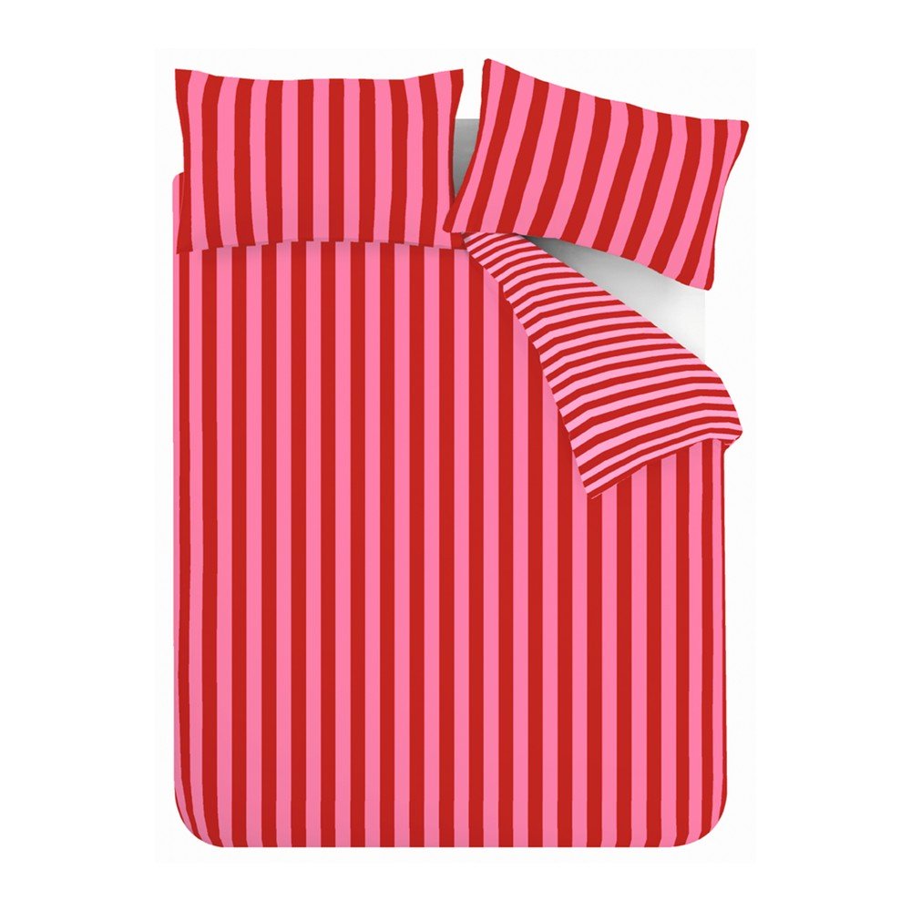 Piros-rózsaszín kétszemélyes háromrészes ágyneműhuzat 200x200 cm Stripe Tease – Sassy B