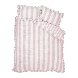 R&oacute;zsasz&iacute;n egyszem&eacute;lyes &aacute;gyneműhuzat 135x200 cm Seersucker Frill Stripe &ndash; Catherine Lansfield