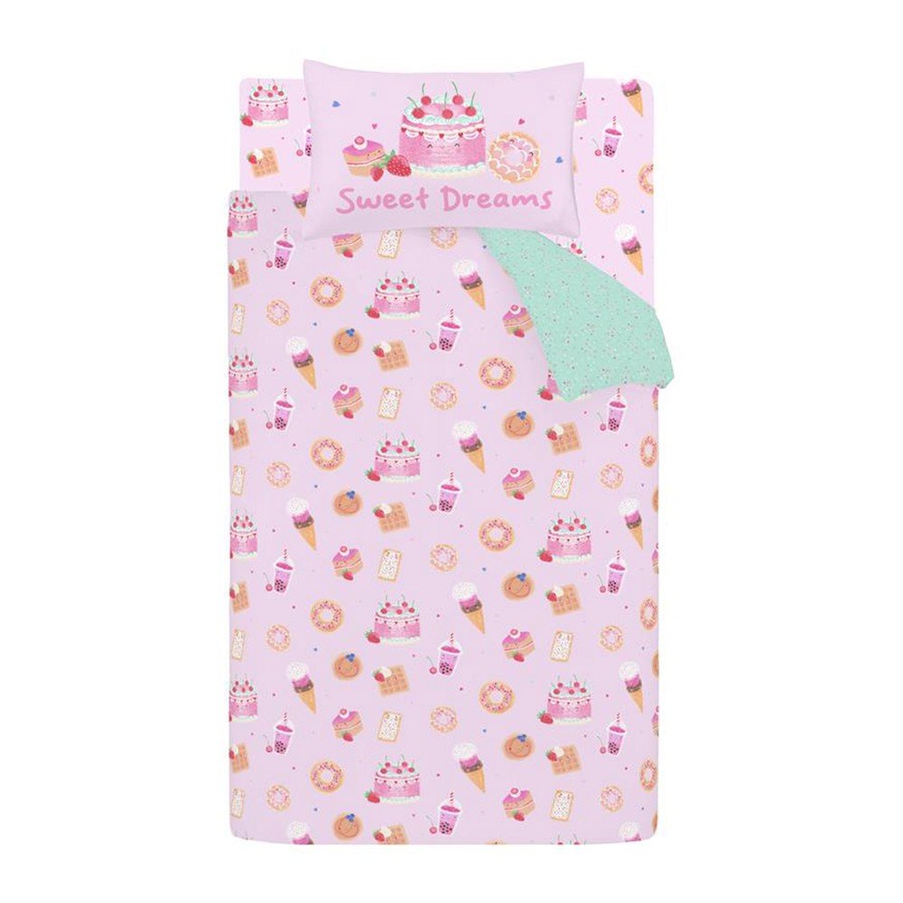 Rózsaszín egyszemélyes gyerek ágyneműhuzat 135x200 cm Sweet Treats – Catherine Lansfield