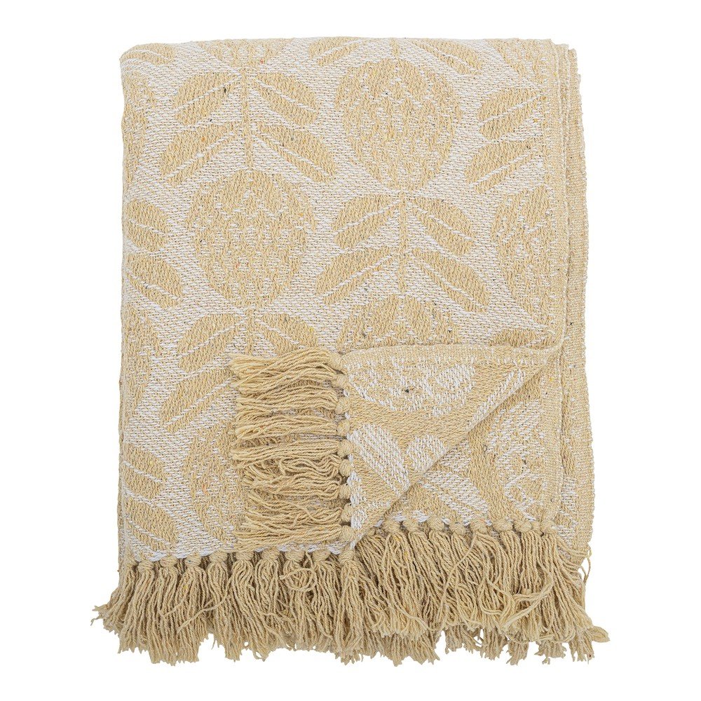 Sárga pamutkeverék takaró 130x155 cm Pratello – Bloomingville
