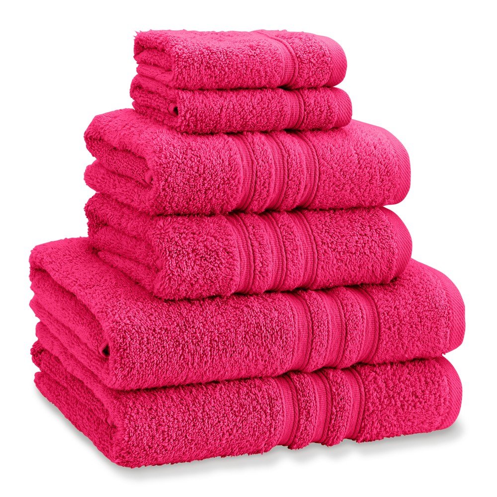 Sötét rózsaszín frottír pamut törölköző és fürdőlepedő készlet 6 db-os Zero Twist – Catherine Lansfield