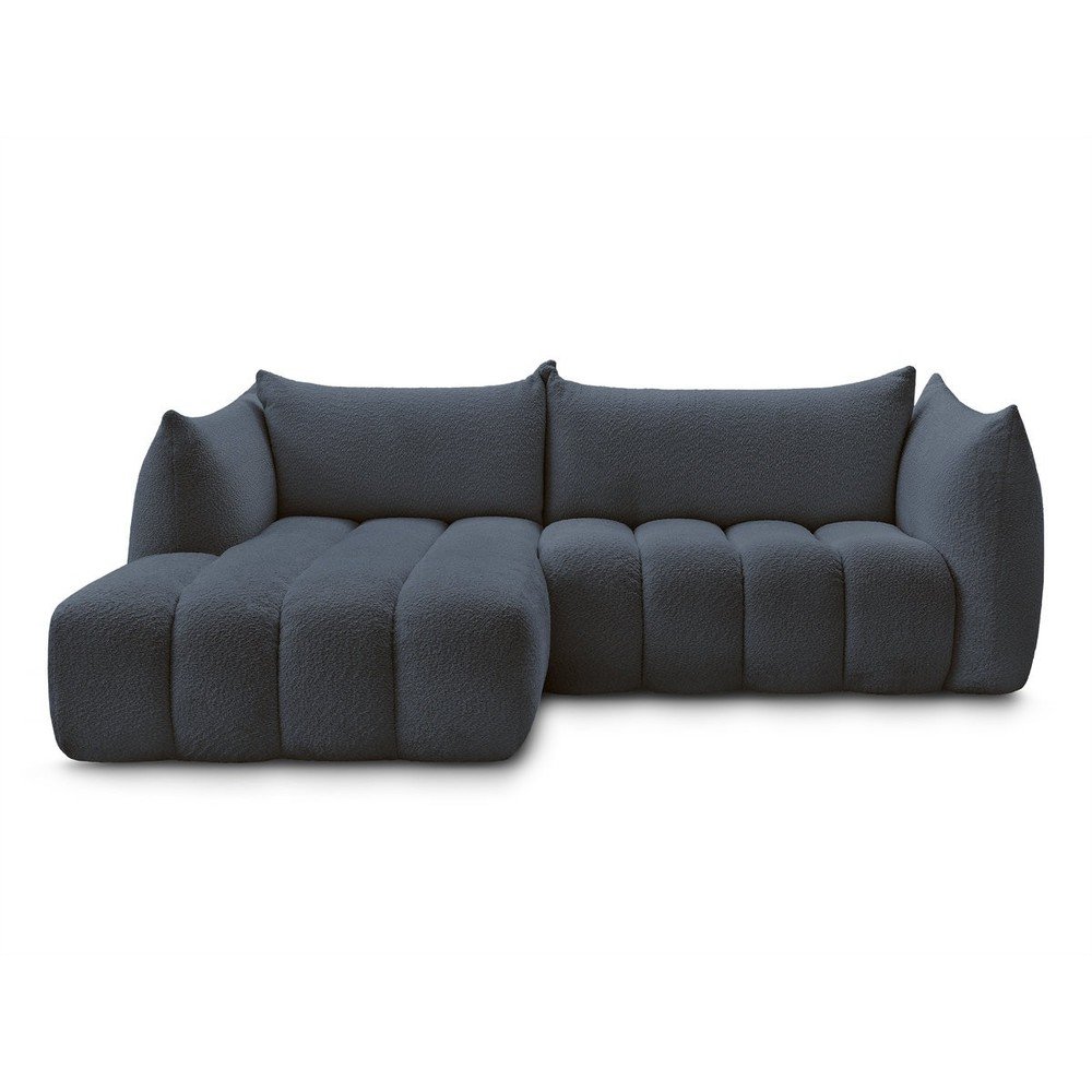 Sötétkék buklé sarokkanapé (bal oldali-heverő résszel) Azra – Bobochic Paris